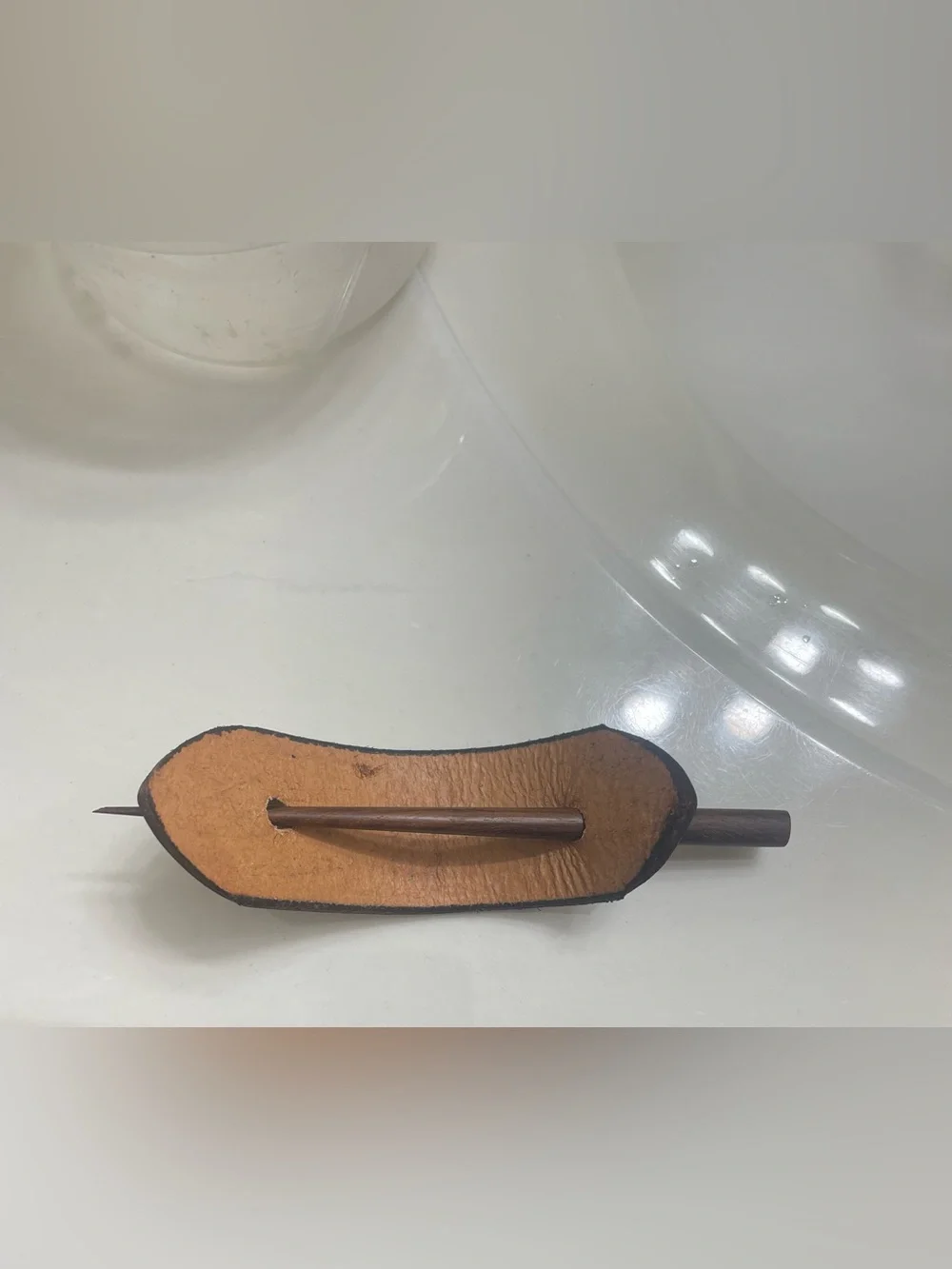 Brown Leather Hair Stick Set with Deer Embossing
